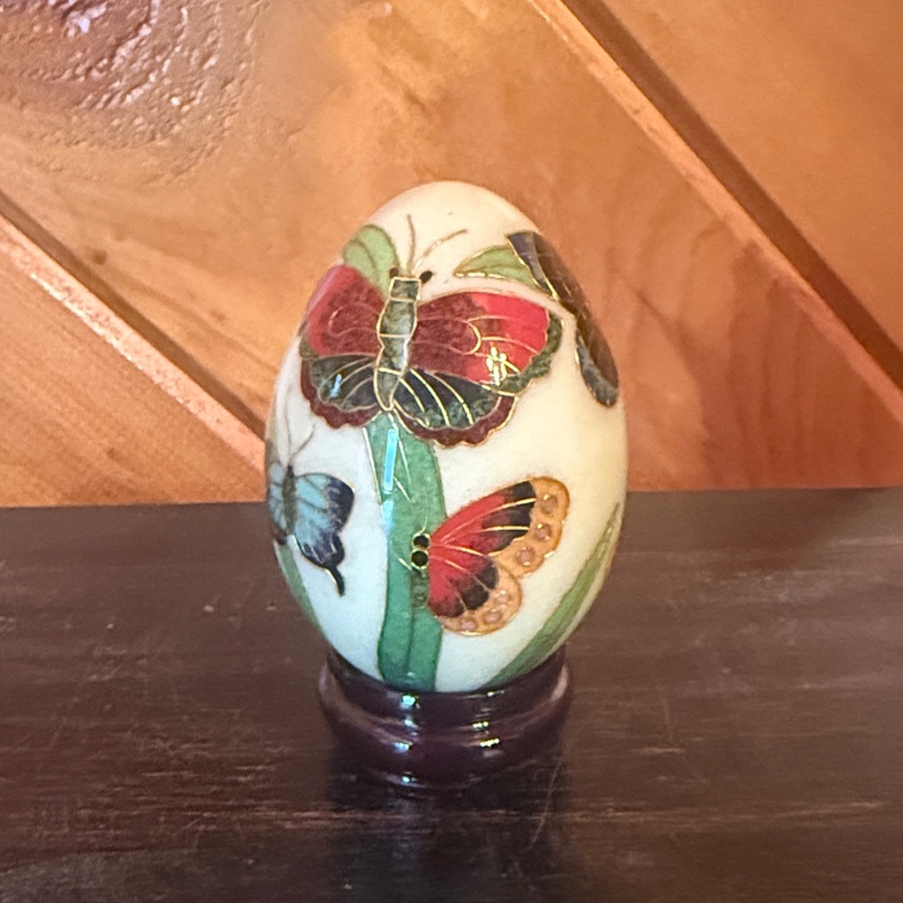 Butterfly Decorated Egg Art Piece